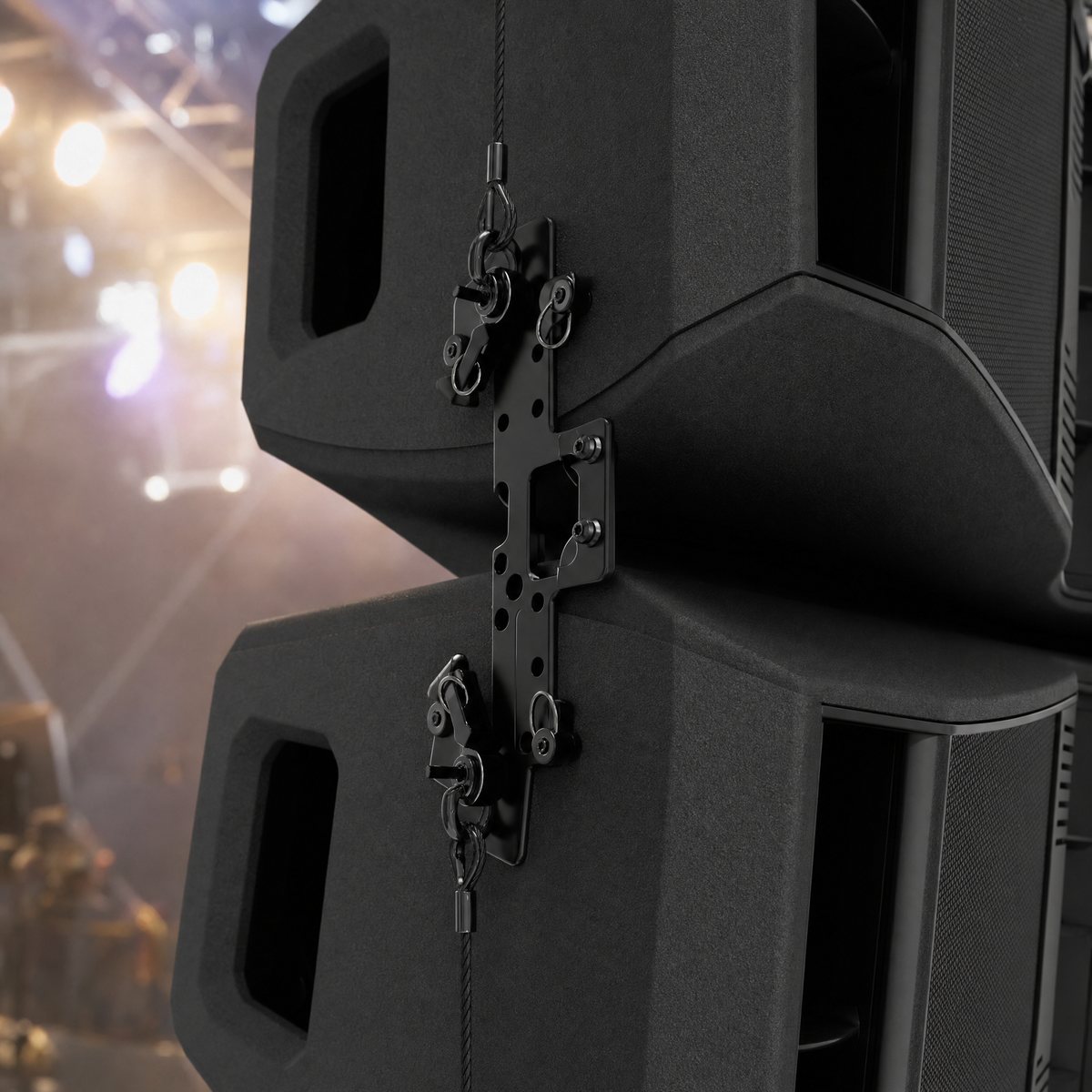 Rear rigging detail of a flown line array