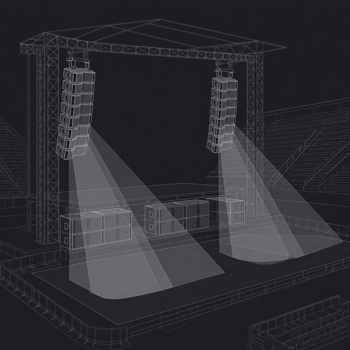 Illustration of a stadium line array layout